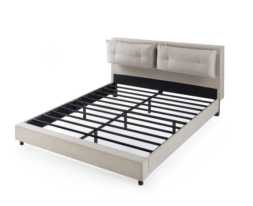 Avery Upholstered Platform Bed with Reclining Headboard with USB , Beige Full