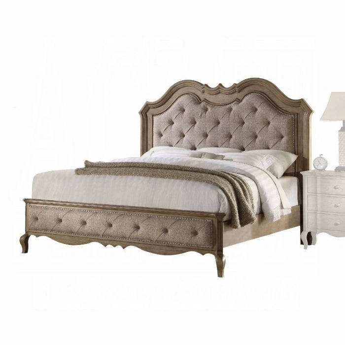 Chelmsford Beige Fabric & Antique Taupe Queen Bed