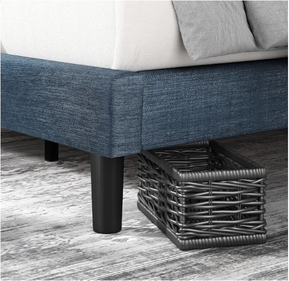 Zinus Omkaram Upholstered Navy Platform Bed, King