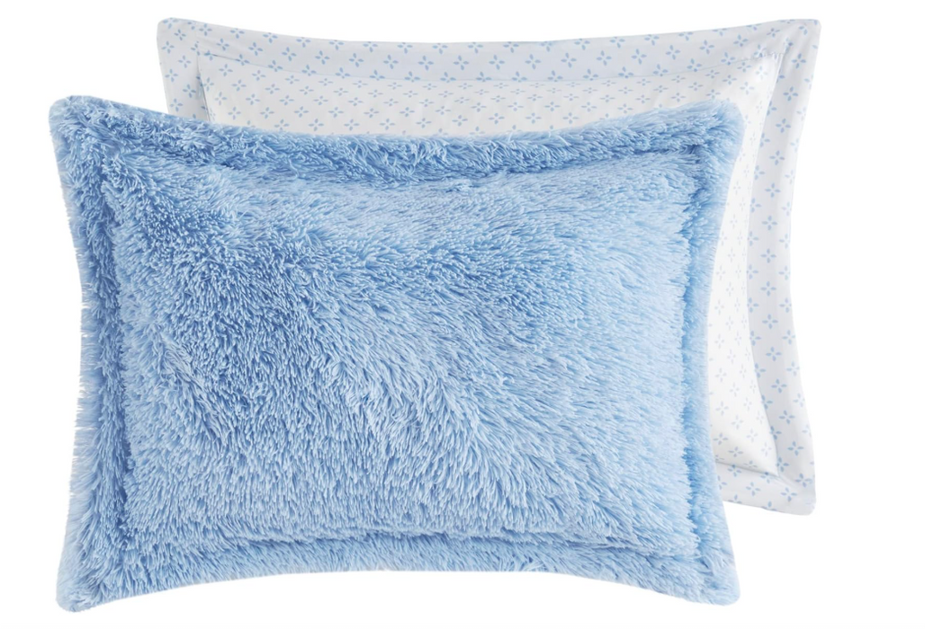 Intelligent Design Leena Shaggy Long Fur Comforter Mini Set - Aqua - Full/Queen