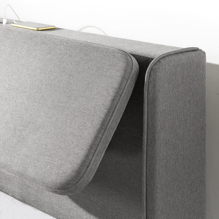 Avery Platform Bed with Reclining Headboard, Full Dark Gray