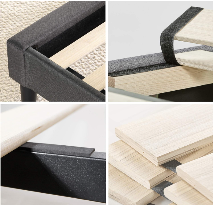 ZINUS Shalini Upholstered Platform Bed Frame, Mattress Foundation, Wood Slat Support Dark Grey, Full