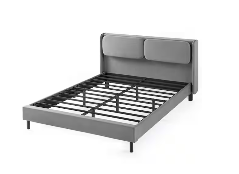 Avery Platform Bed with Reclining Headboard, Full Dark Gray