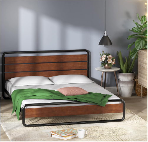 Horizon/Therese Wood & Metal Platform Bed-King