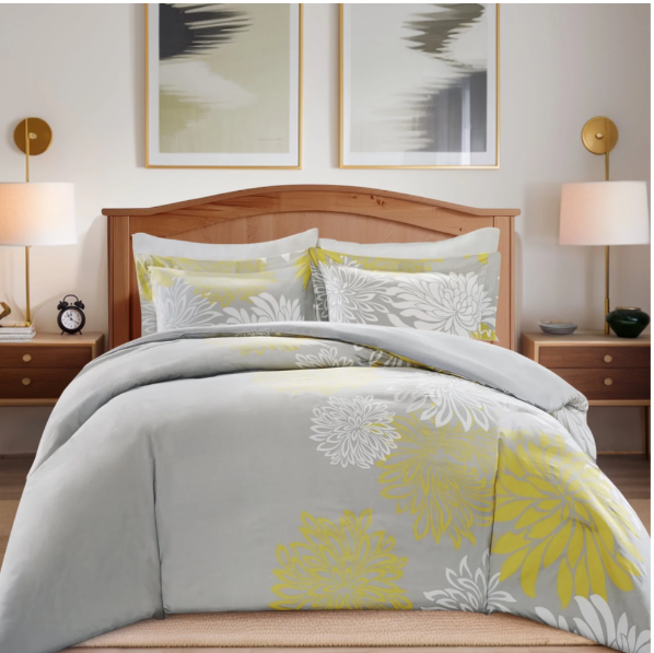 Comfort Spaces King Size Comforter Set, 5-Piece Floral Bedding Set