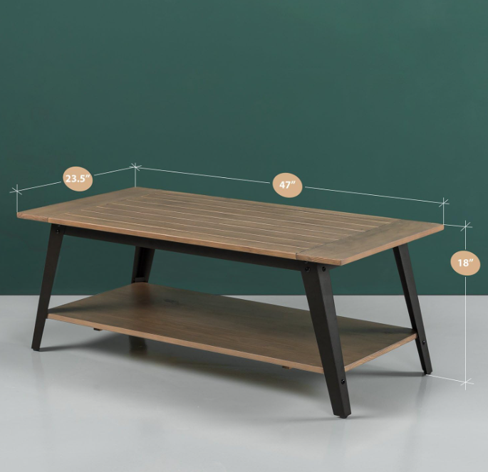 ZINUS Woodrow Wood and Metal Coffee Table
