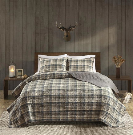 Woolrich Gray plaid two piece comforter set Twin/Twin XL