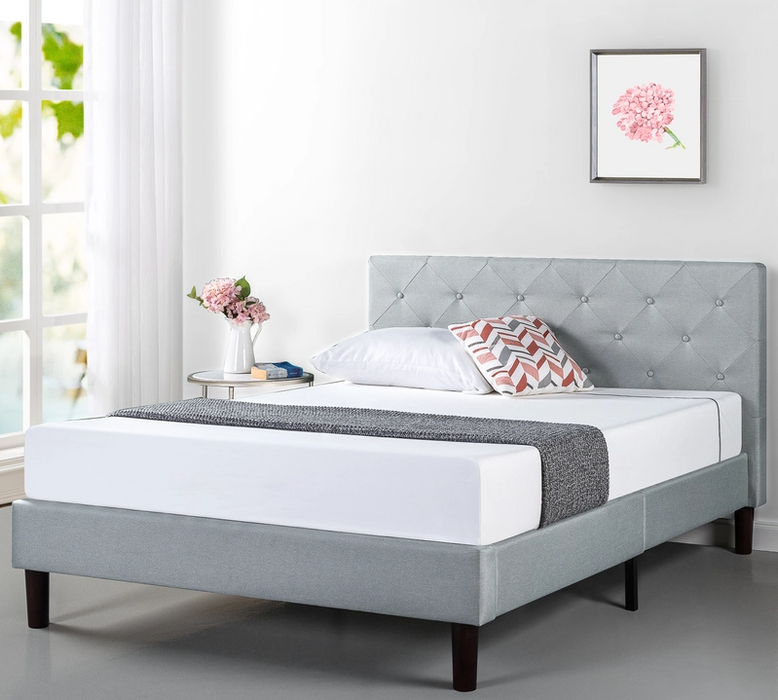Shalini Upholstered Platform Bed Frame Light Gray Queen size