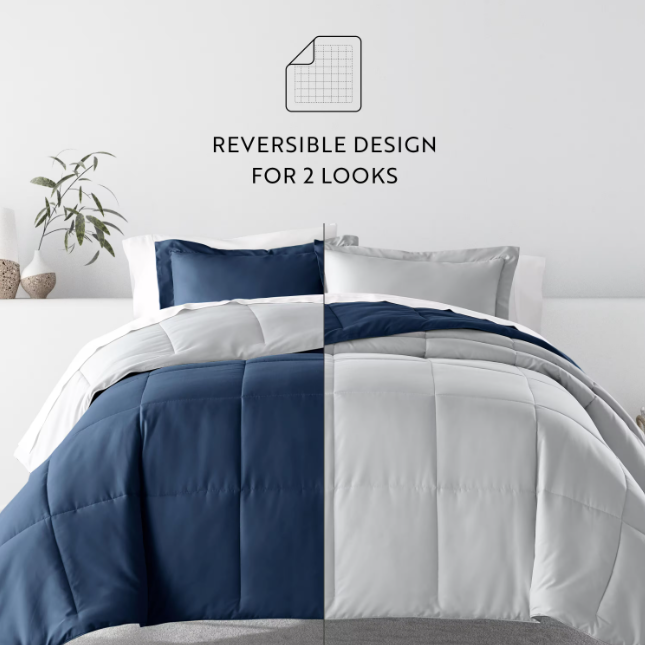 Everday Living TWIN/TWIN XL Reversible Down Alternative Comforter - Navy/White