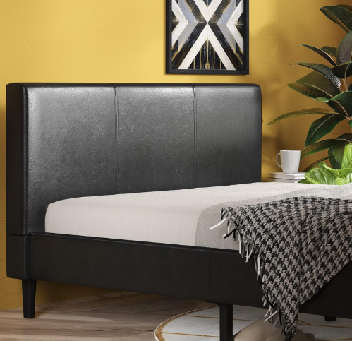 Zinus Faux Leather Upholstered Platform Bed with Wooden Slats, Full