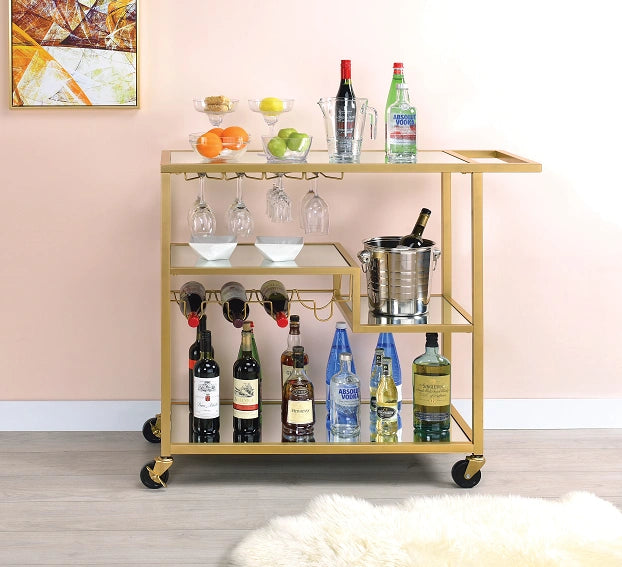 Adamsen Champagne & Mirror Serving Cart