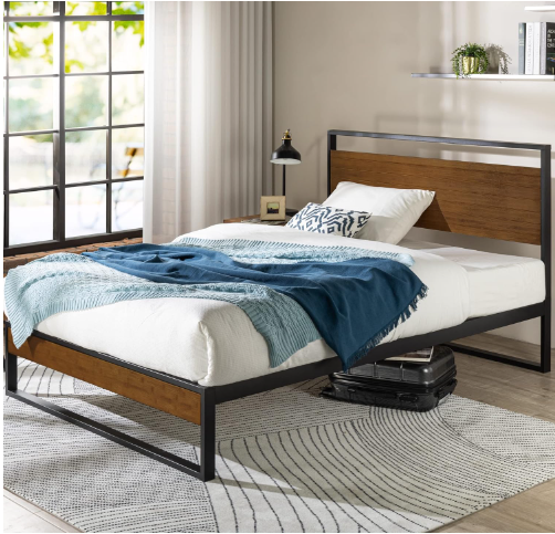 Zinus Suzanne Platform Bed, Chestnut Brown 14 inch Queen