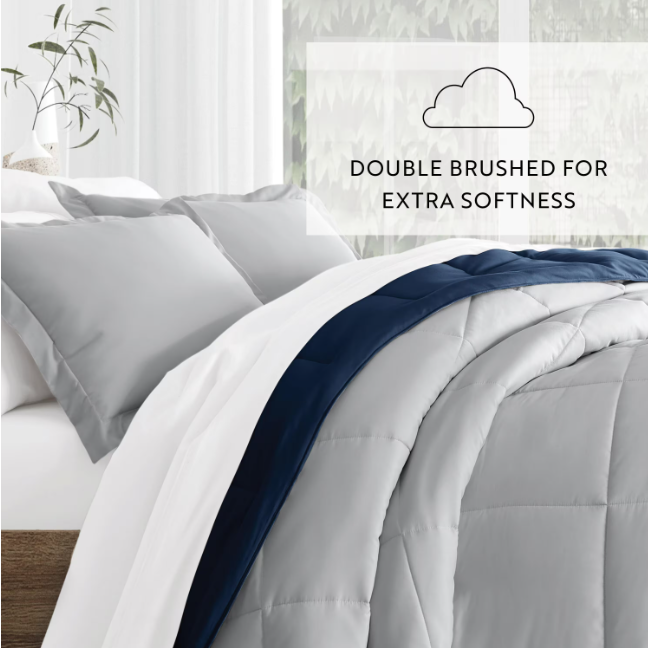 Everday Living TWIN/TWIN XL Reversible Down Alternative Comforter - Navy/White