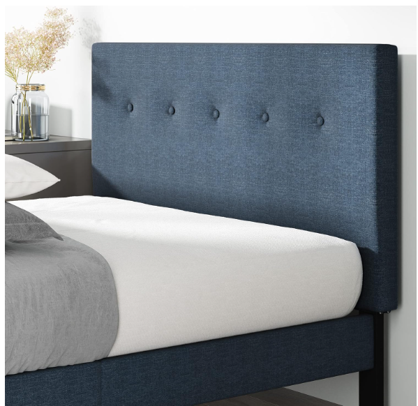 Zinus Omkaram Upholstered Navy Platform Bed, King