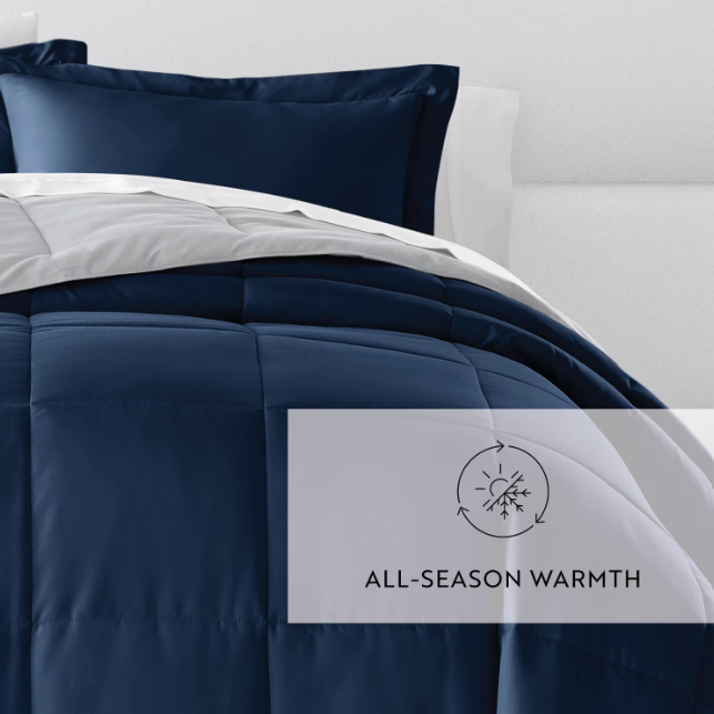 Everday Living TWIN/TWIN XL Reversible Down Alternative Comforter - Navy/White