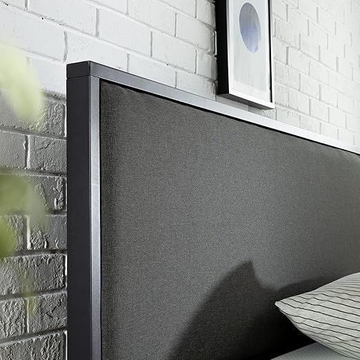 Christina Upholstered Platform Bed with Headboard Shelf, Queen size