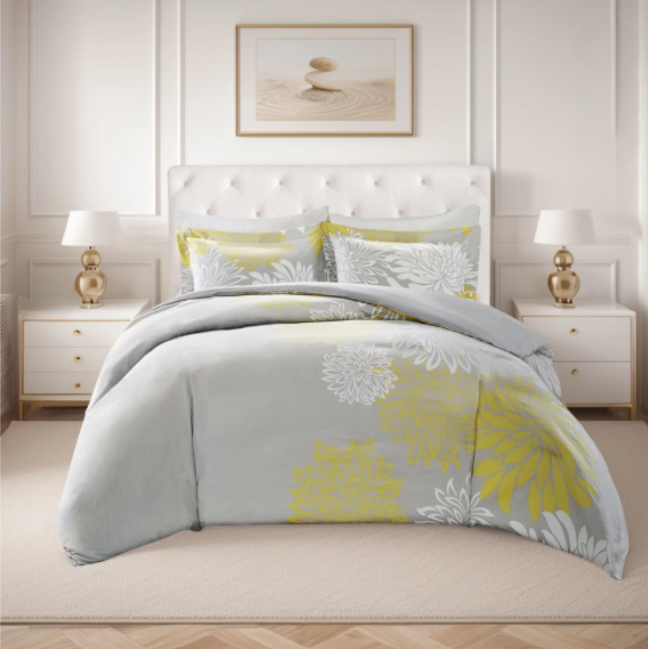 Comfort Spaces King Size Comforter Set, 5-Piece Floral Bedding Set