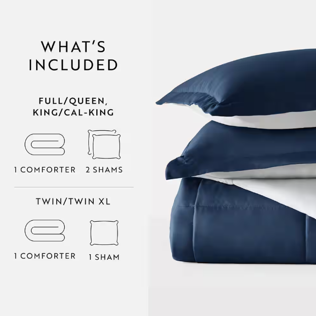 Everday Living TWIN/TWIN XL Reversible Down Alternative Comforter - Navy/White