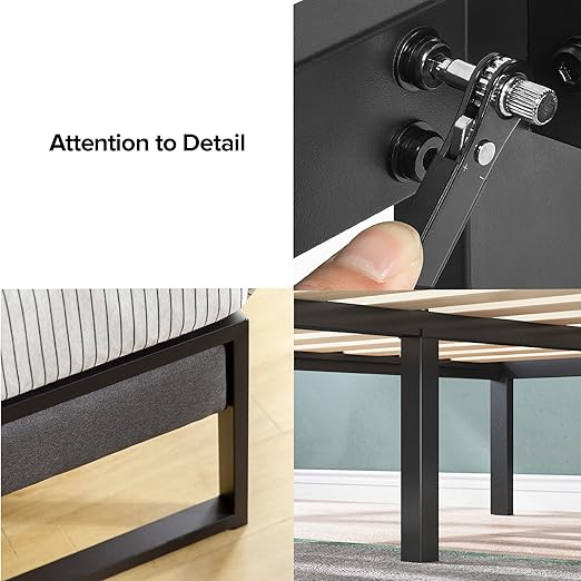 Christina Upholstered Platform Bed with Headboard Shelf, Queen size