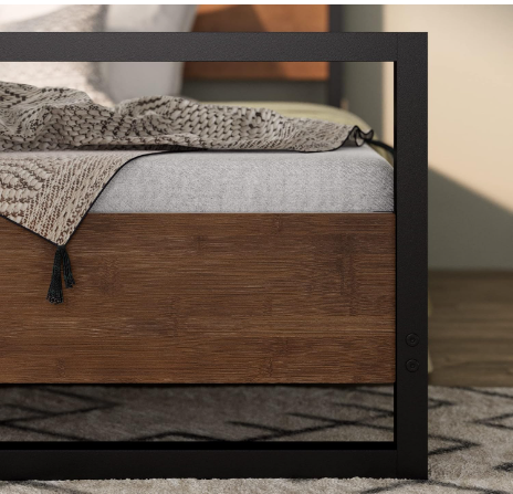 Suzanne Ironline 7 Inch  Metal and Wood Platform Bed with Footboard Queen size