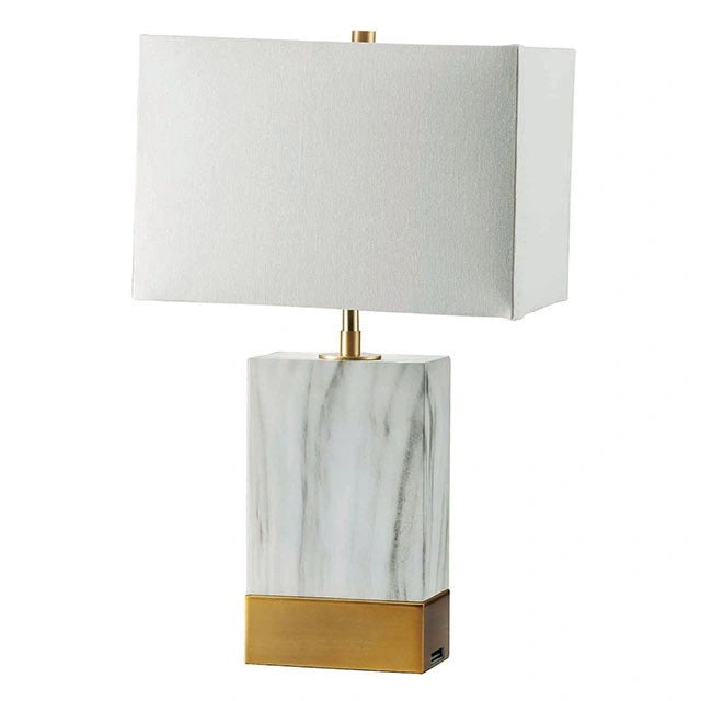 Faith White Marble/Gold 20"H White Marble Gold Table Lamp