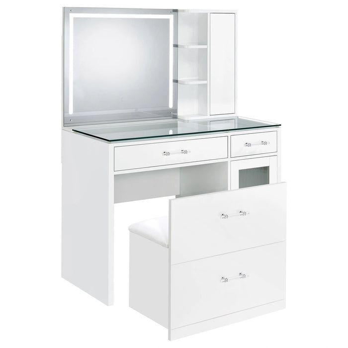 Flora Makeup Vanity Table with LED Mirror and Stool