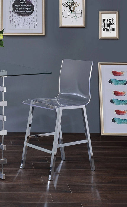 Acme Furniture Nadie Counter Height Chair in Chrome (Set of 2) 72592