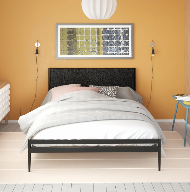 Clarissa Upholstered & Metal Platform Bed -Queen