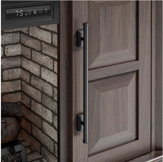 Allen + Roth 58-in W Dark Brown Oak Free standing  Infrared Quartz Flat Wall Electric Fireplace with Remote  Control Included