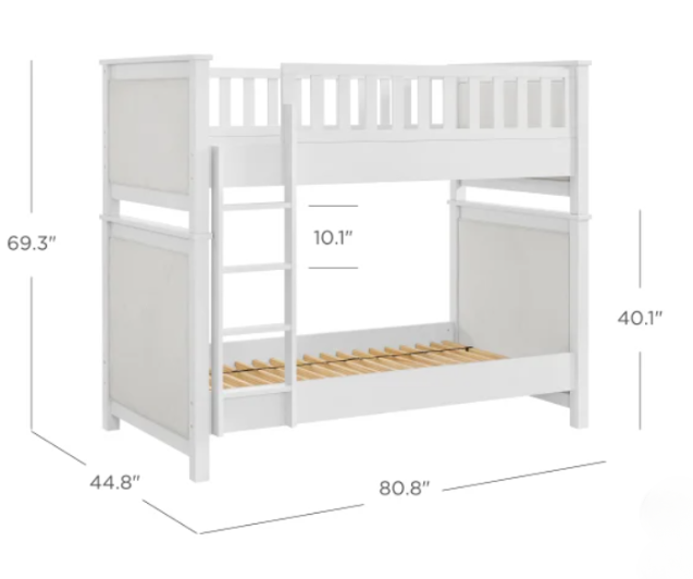 Bayside Twin Over Twin Upholstered Bunk Bed
