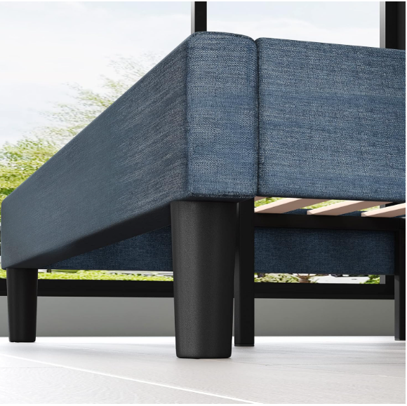 Zinus Omkaram Upholstered Navy Platform Bed, King