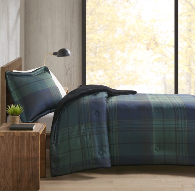 Woolrich Cedar Green Plaid 2 Piece Comforter Set, Twin / Twin XL