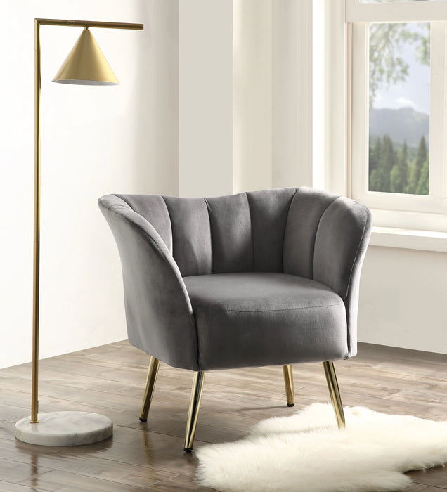 Reese Gray Velvet & Gold Accent Chair