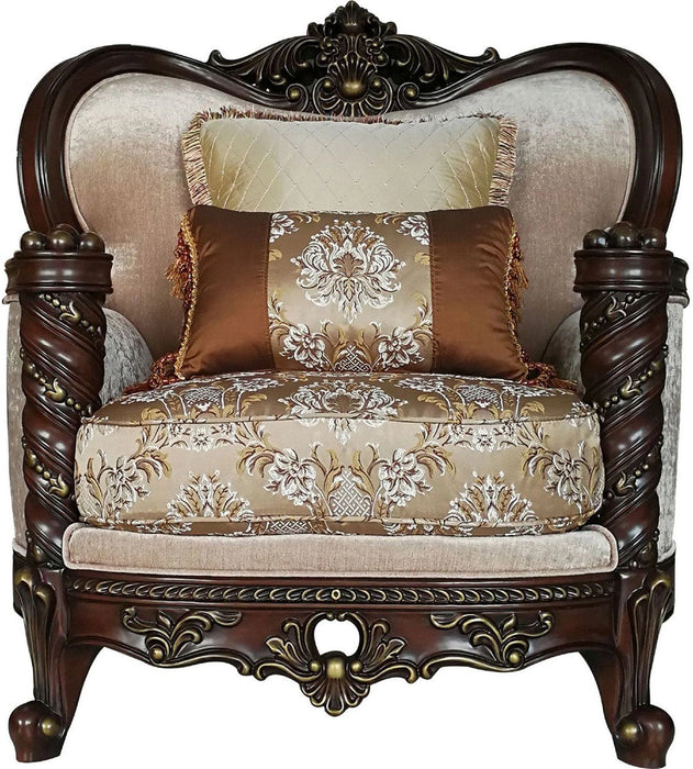 Acme Furniture Devayne Chair with 2 Pillows in Dark Walnut 50687