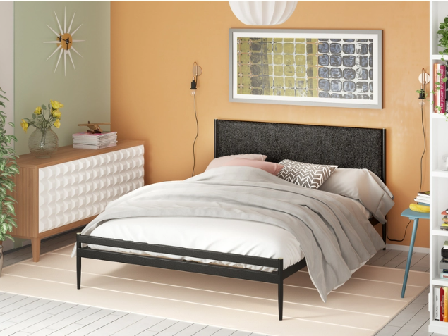Clarissa Upholstered & Metal Platform Bed -Queen