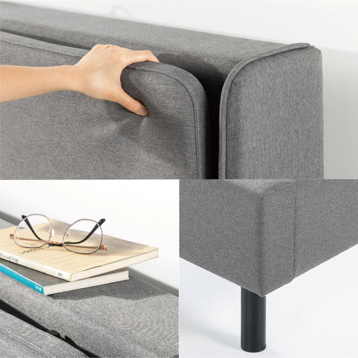 Avery Platform Bed with Reclining Headboard, Full Dark Gray