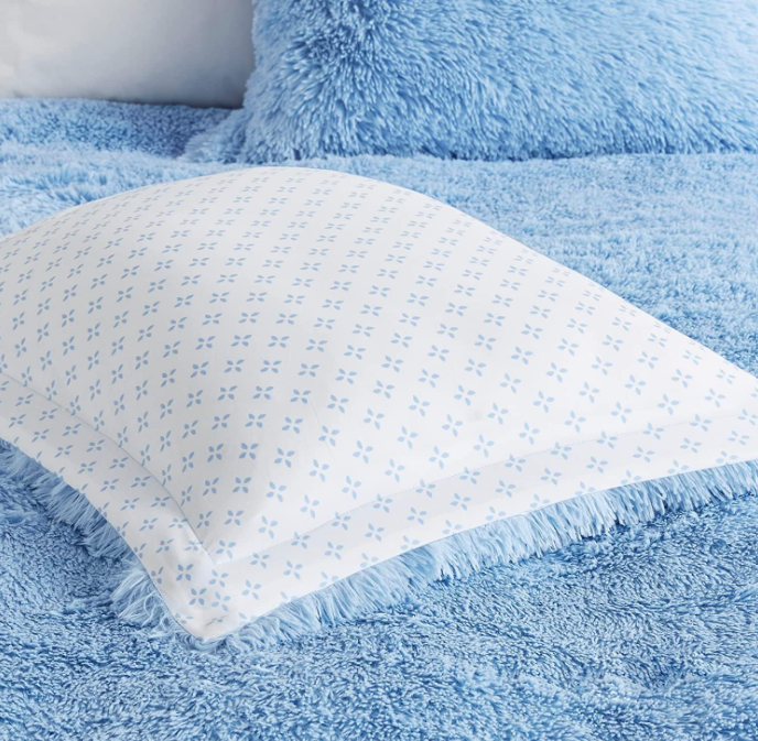 Intelligent Design Leena Shaggy Long Fur Comforter Mini Set - Aqua - Full/Queen
