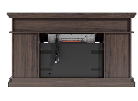 Allen + Roth 58-in W Dark Brown Oak Free standing  Infrared Quartz Flat Wall Electric Fireplace with Remote  Control Included