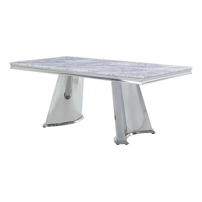 Dining Table w/Marble Top & Pedestal Base