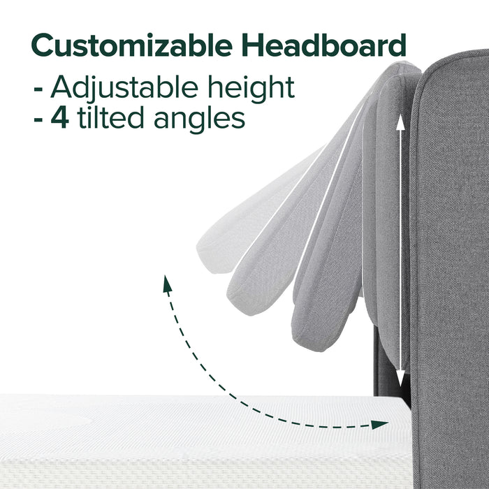 Avery Platform Bed with Reclining Headboard, Full Dark Gray