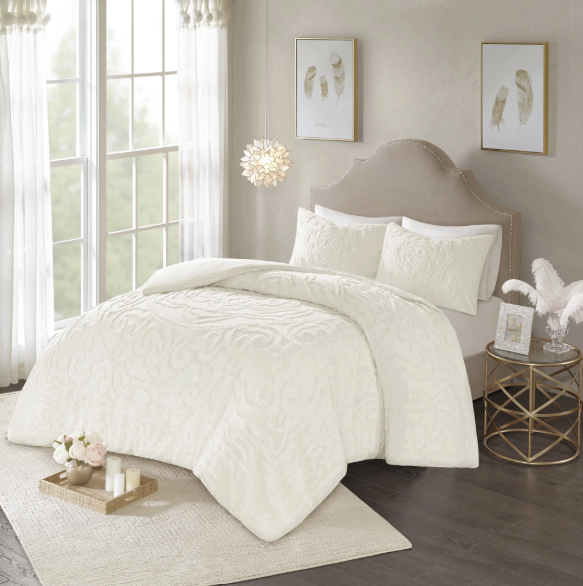 Madison Park 3 Piece Duvet Cover Set (+ 2 Shams) in Ivory King /California King