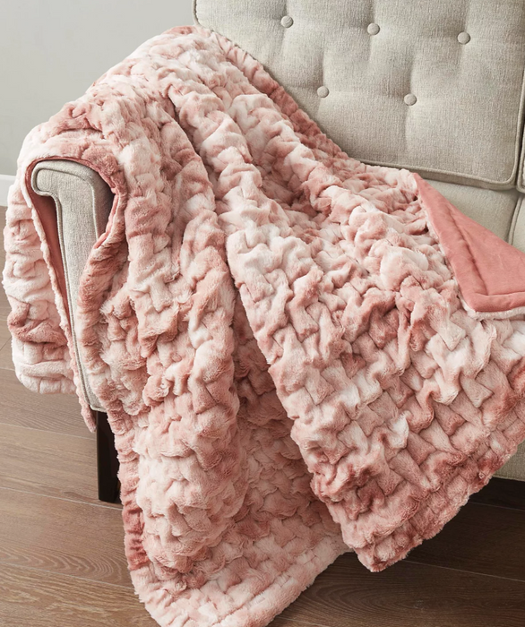 Alpine Valley Ruched Faux Fur Throw, 50" x 60"