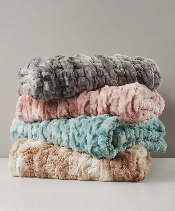 Alpine Valley Ruched Faux Fur Throw, 50" x 60"