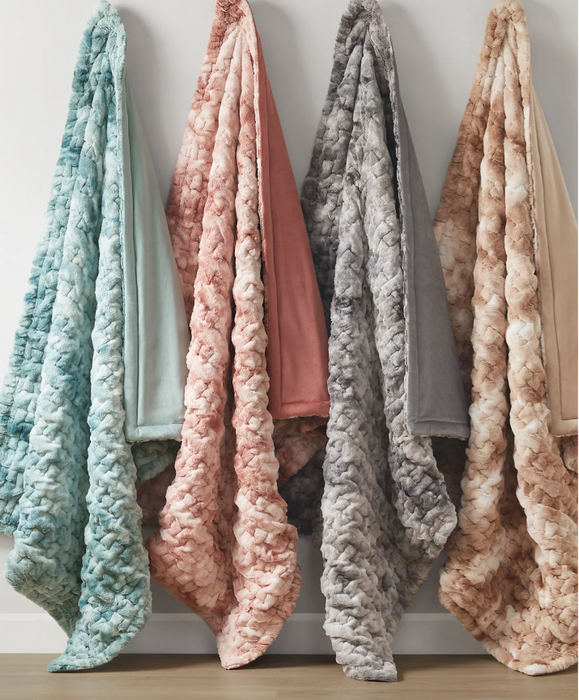 Alpine Valley Ruched Faux Fur Throw, 50" x 60"