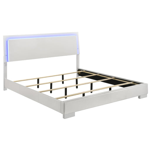 Felicity Eastern King, Queen, & Cal.King Panel Bed with LED Lighting Glossy White image