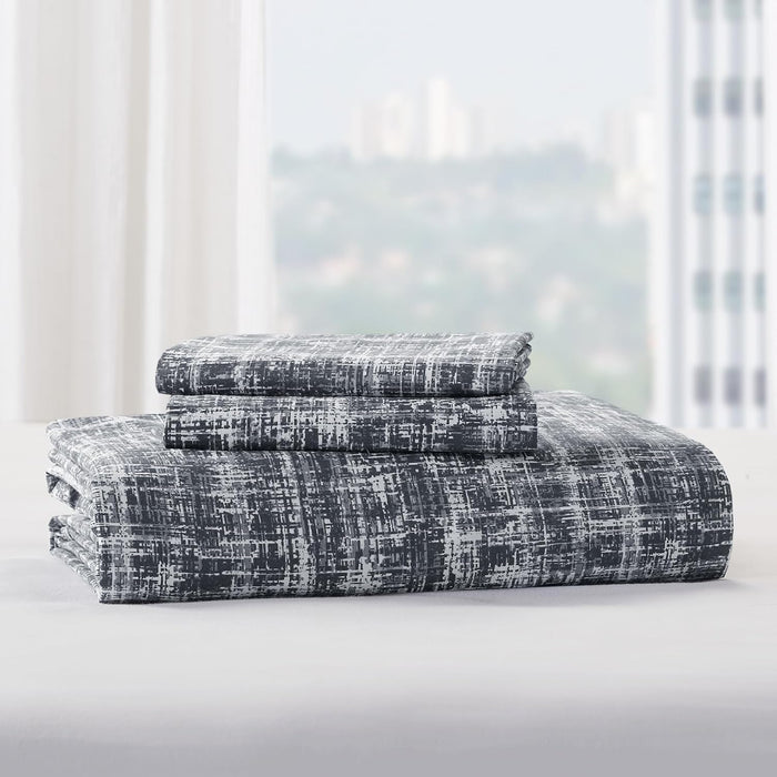 Maca Grey Duvet Cover 3-Piece Comforter Set, Full/Queen – Printed Plaid