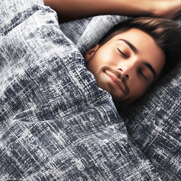 Maca Grey Duvet Cover 3-Piece Comforter Set, Full/Queen – Printed Plaid