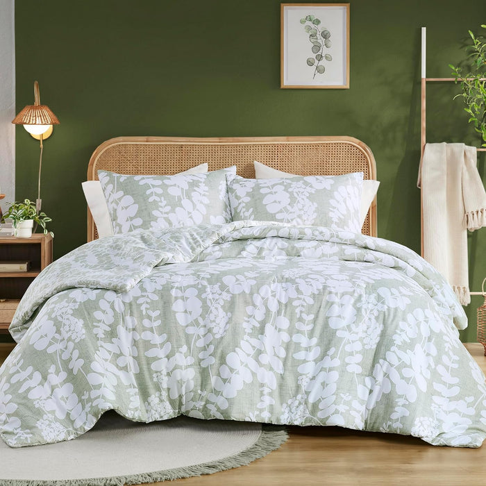 Aria King, Sage Green 3 Piece Reversible Floral  Comforter Set