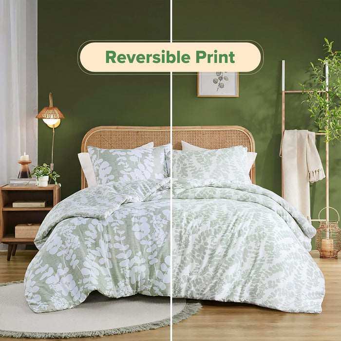 Aria King, Sage Green 3 Piece Reversible Floral  Comforter Set