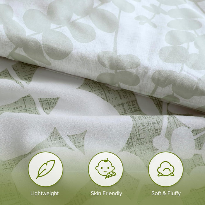 Aria King, Sage Green 3 Piece Reversible Floral  Comforter Set